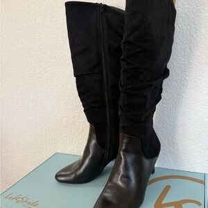 NEW- Life Stride Black Heeled Boots ( Soft System Flex) originally $119
